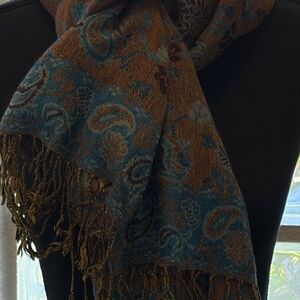 D&G Pashmina in copper and turquoise paisley